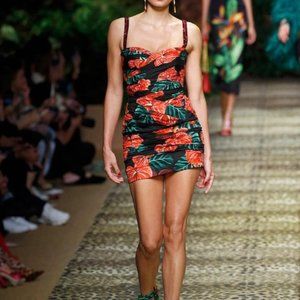 Dolce & Gabbana Short dress with draping in poplin